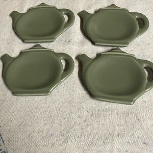 Pfaltzgraff Tea Caddies.  Vintage in olive green color.  Set of four. Ve…